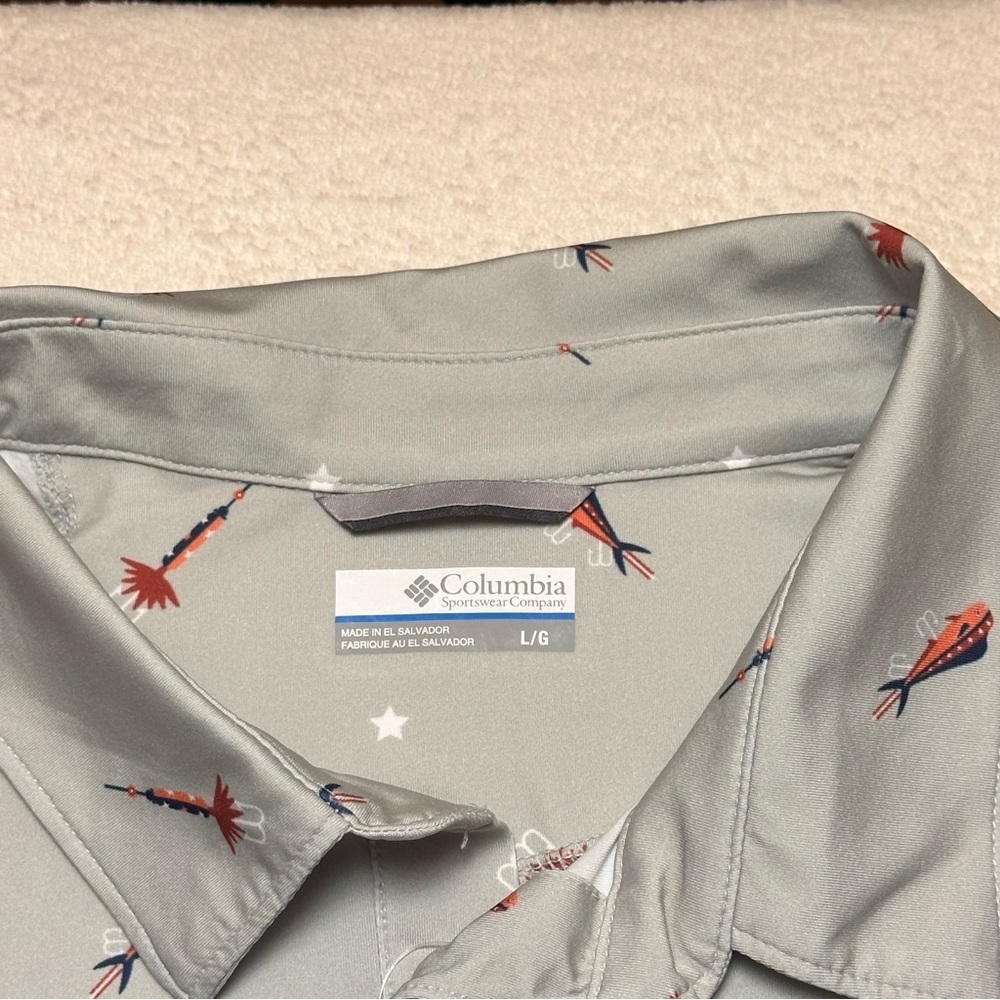 Columbia Men’s Super Slack Tide II Short-Sleeve Polo Cool Grey Starcast L PFG - Picture 5 of 12